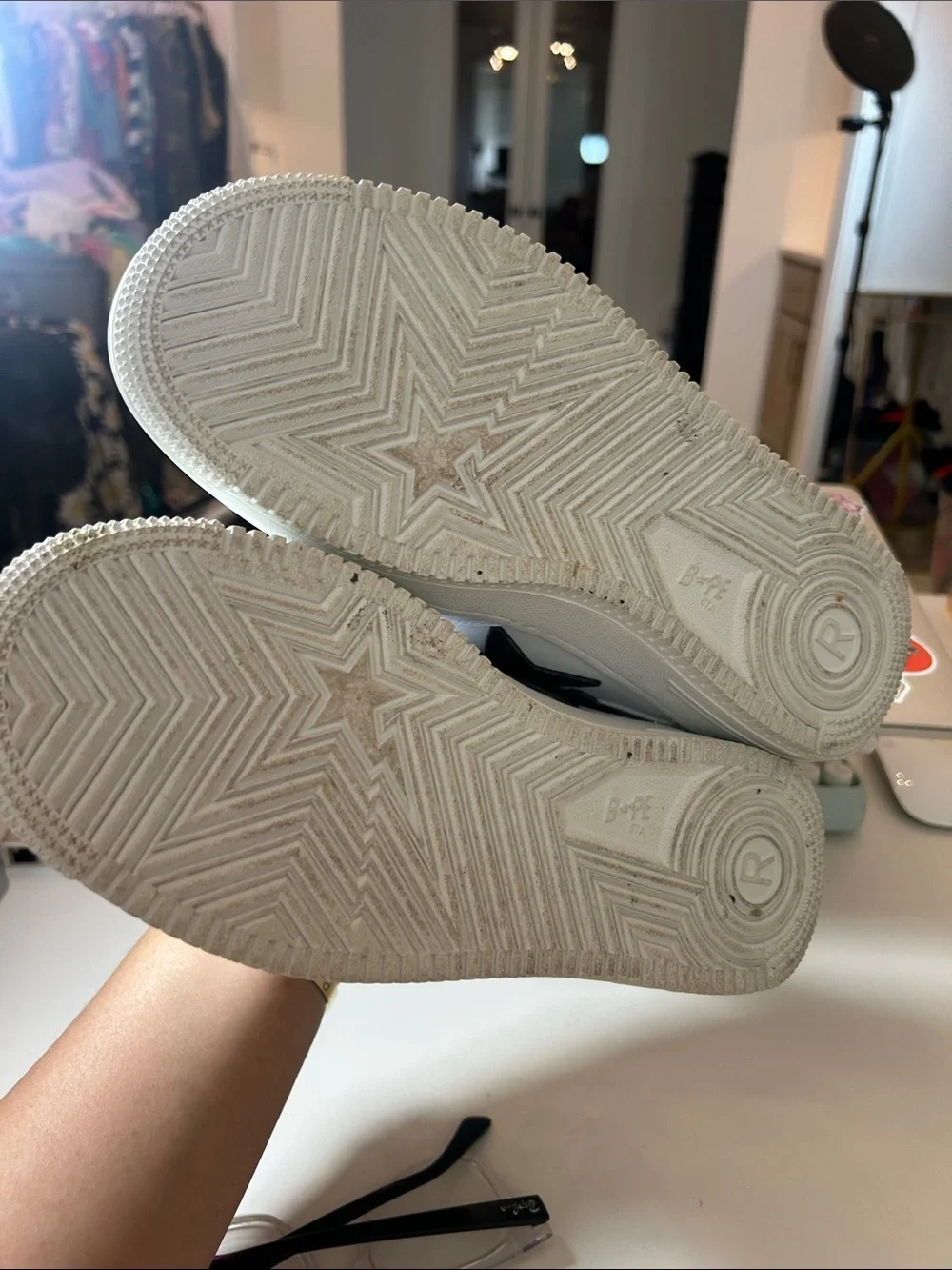 Bape White Sneakers with Black Star Bolt size 7 men